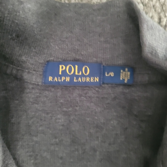 Polo ralph lauren men's size L grey fleece sweater 1/4 zip up long sleeve cotton - Picture 6 of 13